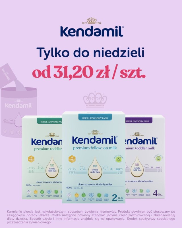 Nie przegap tej błyskawicznej promocji, która trwa tylko TRZY DNI na @healthfactory_pl! ⚡

Kendamil Premium w 600g kartonowym opakowaniu już od 31,20 zł za sztukę. 🤑

👉 Opakowanie, którym łatwo uzupełnisz puszkę.
👉 Opakowanie, które świetnie sprawdzi się w podróży.
👉 Opakowanie w absolutnie rewelacyjnej cenie.

Promocja trwa tylko do niedzieli 31.07.2024 i nie dotyczy mleka początkowego ani już przecenionych produktów.